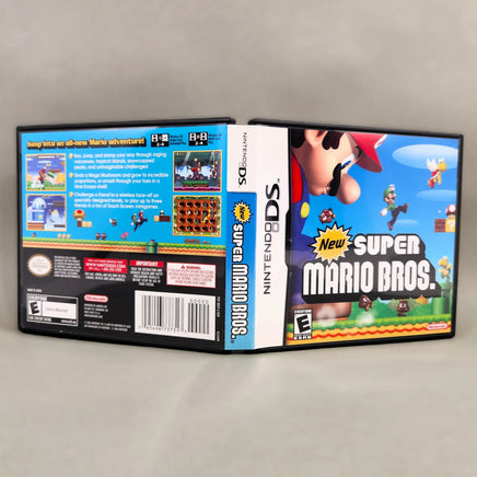 New Super Mario Bros. for Nintendo DS - Open game case showing front, spine and back artwork, like new condition