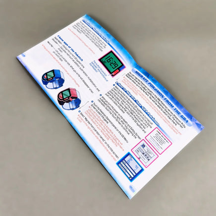 Pokémon Diamond Version for Nintendo DS - Alternate angled view of open instruction manual showing intact staple binding on center pages