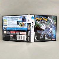 Pokémon Diamond Version for Nintendo DS - Three-quarter view showing official game case front, spine and back cover, like new condition