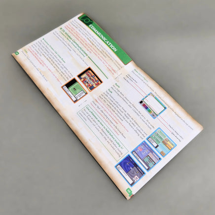 Pokémon HeartGold Version [NFR] Nintendo DS - Alternate angled view of open instruction manual showing center pages and staple binding intact