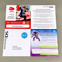 Nintendo DS instruction booklet and connection booklet set, showing the front and back covers with text, Nintendo DS branding, and product imagery on a light gray background. includes a "Get Genesect!" booklet