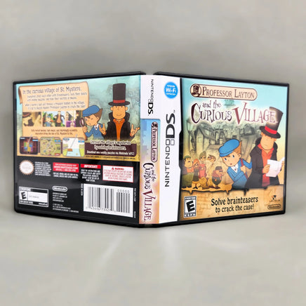Professor Layton and the Curious Village for Nintendo DS - Full game case artwork with front, spine and back, like new condition