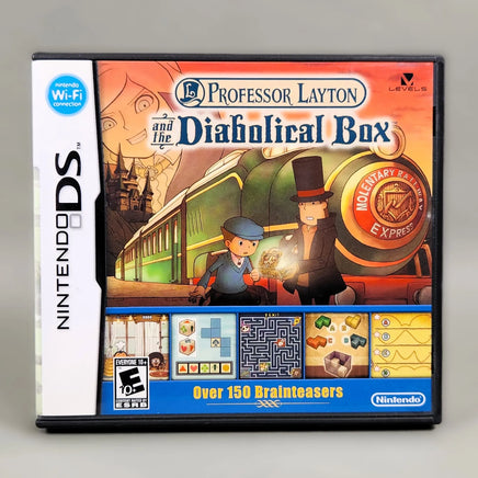 Professor Layton and the Diabolical Box for Nintendo DS - Official CIB game case front, like new condition