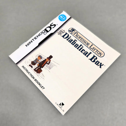 Professor Layton and the Diabolical Box for Nintendo DS - Front view of genuine game instruction booklet, like new condition