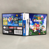 Super Mario 64 DS for Nintendo DS - Three-quarter view showing official game case front, spine and back cover, like new condition