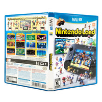 Nintendo Land for Wii U game case, showing the front cover, spine, and back insert panels on a white background.