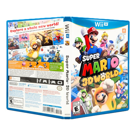 Nintendo Wii U Super Mario 3D World video game case shown in full front and back view on a white background.
