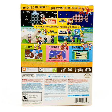 Super Mario Maker Art Book Bundle Nintendo Wii U Very Good - Game Box Back Cover