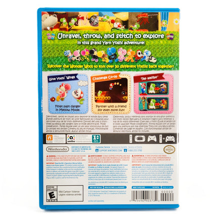 Yoshis Woolly World Nintendo Wii U Like New - Game Case Back Cover