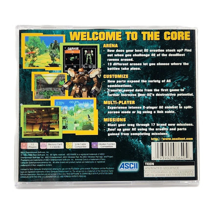 Armored Core Project Phantasma PlayStation 1 Good CIB - View of Back Cover
