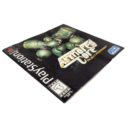 Armored Core Project Phantasma PlayStation 1 Good CIB - View of instruction manual angled view front