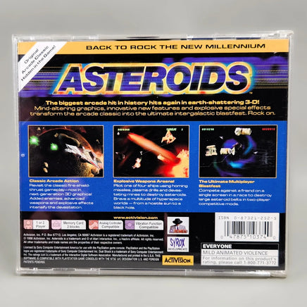 Asteroids for PlayStation 1 - Case back artwork close-up, like new condition