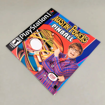 Austin Powers Pinball for PlayStation 1 - Front view of genuine game instruction booklet, very good condition