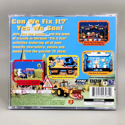 Bob the Builder: Can We Fix It? for PlayStation 1 - Back label and barcode area, very good condition