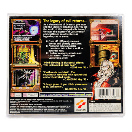 Castlevania Symphony Of The Night PlayStation 1 Like New CIB - Back Artwork Displayed