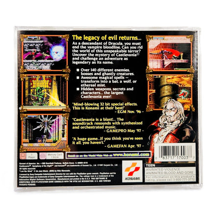 Castlevania Symphony Of The Night PlayStation 1 Very Good CIB - Back Artwork Displayed