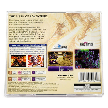 Final Fantasy Origins PlayStation 1 Like New CIB - Rear Cover Art