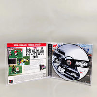 NASCAR 99 for PlayStation 1 - Three-quarter view showing official game case front, spine and back cover, very good condition