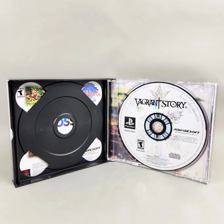 Vagrant Story for PlayStation 1 - Interior case view showing disc with artwork, like new condition