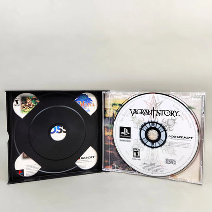 Vagrant Story for PlayStation 1 - Interior case view showing game disc with artwork, like new condition