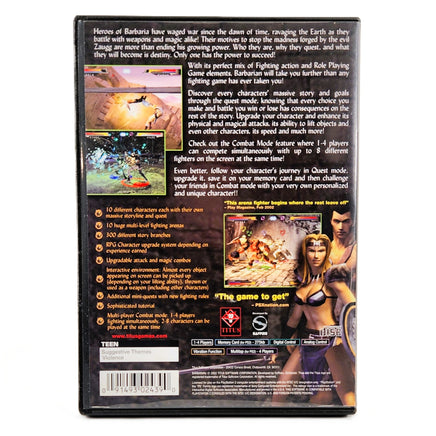 Barbarian PlayStation 2 Good - Game Case Back Cover
