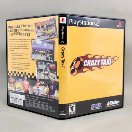 Crazy Taxi for PlayStation 2 - Game case front and back artwork with spine displayed, very good condition