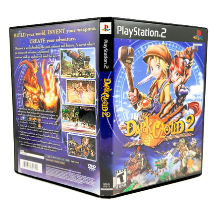Dark Cloud 2 for PlayStation 2 - Open game case showing front, spine and back artwork, like new condition