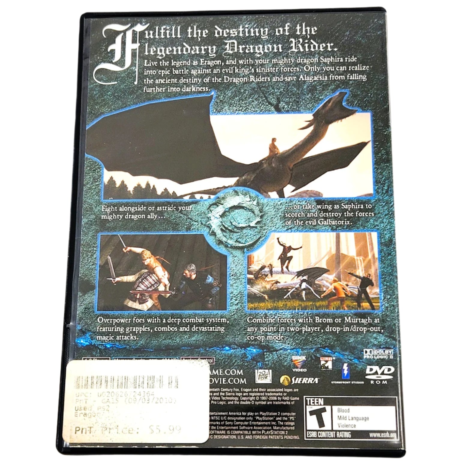 Buy Eragon for PS2 | Fantasy Action Game with Scratch-Free Disc| Retro Game  Fan - Classic Video Game Stores, image size:1549x1549