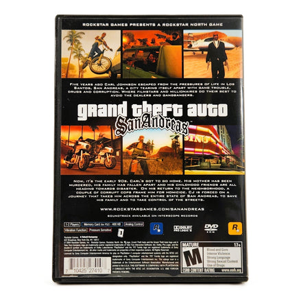 Grand Theft Auto San Andreas PlayStation 2 Good - Back Cover Art Shown