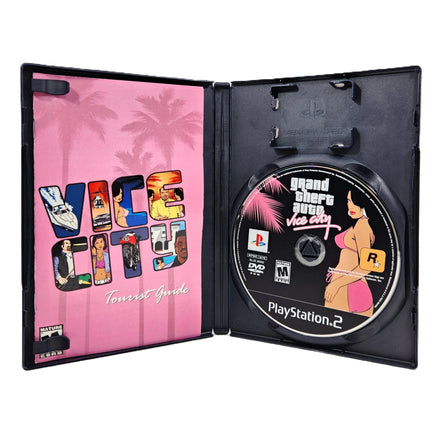 Grand Theft Auto Vice City GTA PlayStation 2 Good CIB - Open Case Showing Disc and Instruction Manual