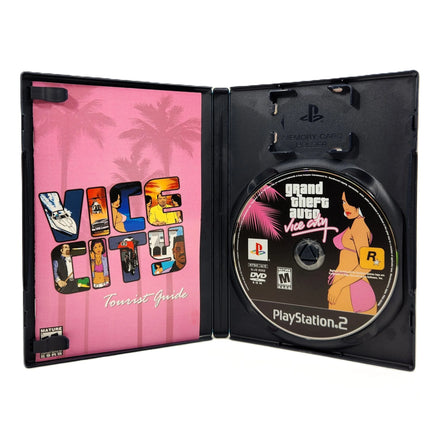 Grand Theft Auto Vice City GTA PlayStation 2 Very Good CIB -Open Genuine Game Case Showing Disc and Manual Arranged Neatly