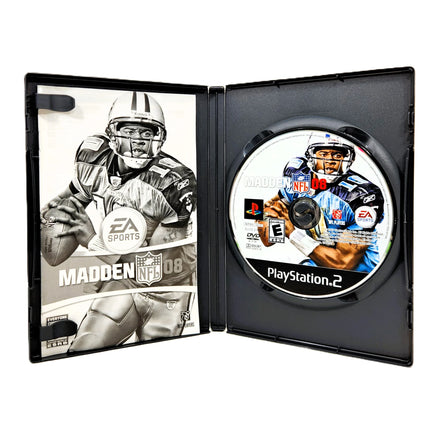 Madden NFL 2008 for PlayStation 2 - Open case displaying contents, very good condition