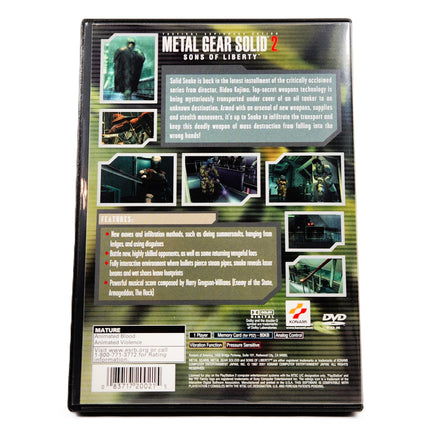 Metal Gear Solid 2 Sons Of Liberty PlayStation 2 Very Good CIB - Game Case Rear Artwork