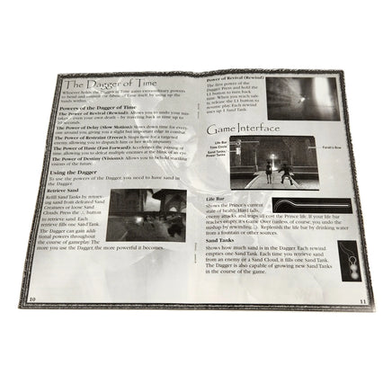 Prince of Persia: The Sands of Time for PlayStation 2 - Open game manual showing center binding and pages, very good condition