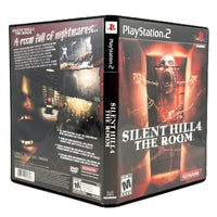 Silent Hill 4: The Room for PlayStation 2  showing the front and back of the game case with cover art, spine, and console branding.