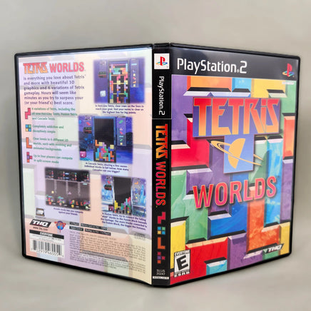 Tetris Worlds for PlayStation 2 - Complete authentic cover artwork showing front, spine and back, very good condition