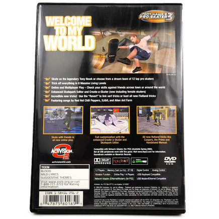 Tony Hawks Pro Skater 3 Playstation 2 Very Good - Case Back