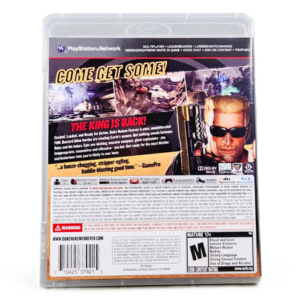 Duke Nukem Forever PlayStation 3 Like New CIB - Back Cover Art Highlighting Official Case Layout