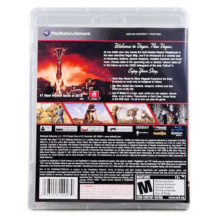 Fallout New Vegas PlayStation 3 Very Good CIB - Authentic Retail Back Panel With Description Text
