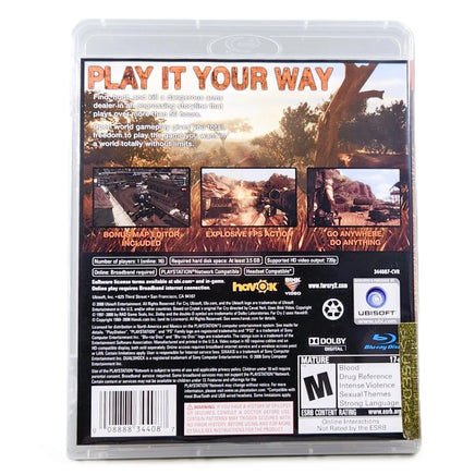 Far Cry 2 PlayStation 3 Good CIB - Game Case Rear Side Featuring Artwork And Text