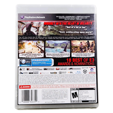 Far Cry 3 PlayStation 3 Very Good CIB - Retail Back Sleeve Showcasing Features And Art