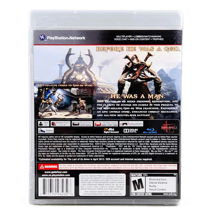 God Of War Ascension PlayStation 3 Very Good CIB - Original Packaging Back View Of Physical Copy