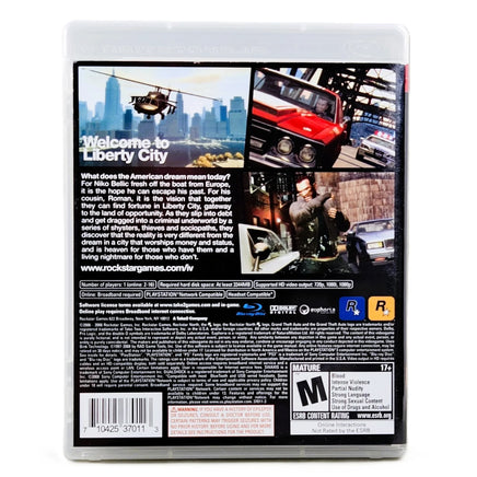 Grand Theft Auto IV PlayStation 3 Very Good CIB - Retail Game Box Back Panel With Barcode Visible