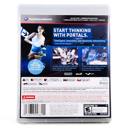 Portal 2 PlayStation 3 Very Good CIB - Game Case Rear Side Featuring Artwork And Text