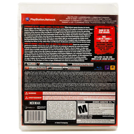 Red Dead Redemption Game Of The Year Edition Greatest Hits Ps3 Brand New - Authentic Back Cover Art