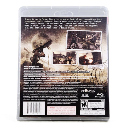 Resistance Fall Of Man PlayStation 3 Very Good CIB - Back Side Of Retail Case With Full Artwork