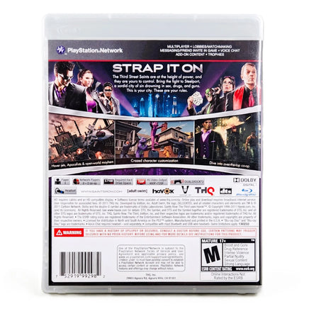 Saints Row The Third PlayStation 3 Very Good CIB - Retail Back Sleeve Showcasing Features And Art