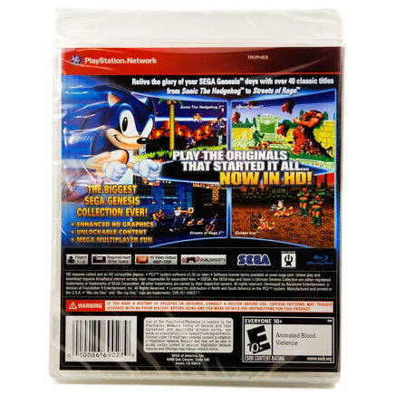 Sonics Ultimate Genesis Collection Greatest Hits Playstation 3 Brand New - Authentic Back Cover Art