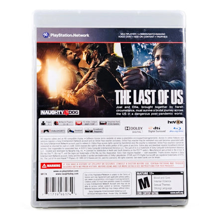 The Last Of Us PlayStation 3 Very Good CIB - Back Cover Art Highlighting Official Case Layout