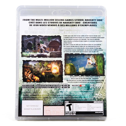 Uncharted Drake's Fortune NFR PlayStation 3 Like New CIB - Rear Cover Design Showing Details And Screenshots